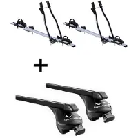 VDP 2x Fahrradträger SAGITTAR + Relingträger Quick Stahl L kompatibel mit für VW Tiguan ab 2007