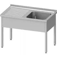 Stalgast Spültisch ohne Grundboden 1100x600x850 mm, mit einem Becken rechts, mit Aufkantung, verschweißt
