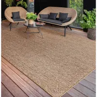 Paco Home Outdoor Teppich wetterfest Modern Flachgewebe, Jute-Optik für Terrasse & Balkon braun Beige Grösse 80x300 cm