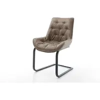 DELIFE Freischwinger Taimi-Flex Mikrofaser Taupe Vintage Freischwinger flach Schwarz