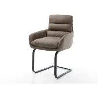 DELIFE Freischwinger Abelia-Flex mit Armlehnen Mikrofaser Taupe Vintage Freischwinger flach Schwarz