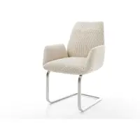 DELIFE Freischwinger Zoa-Flex Cord Beige Freischwinger flach Edelstahl Taschenfederkern