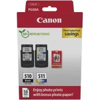 Canon Tinten Kombipack PG-510/CL-511 schwarz/color inkl. 50 Blatt Fotopapier 10x15cm