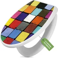 Banjado Toilettendeckel weiß mit Absenkautomatik und Motiv Bunte Kreide [TDW 10185]