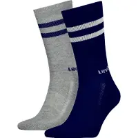 Levi's Socken "LEVIS REGULAR CUT SPORT STRIPE 2P", Herren, Gr. 43-46, blau (navy, grau), Baumwollmischung, normal, Socken Socken, mit auffälligen Streifen