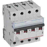 Legrand 404152 TX3 Leitungsschutzschalter B-Charakteristik, 10A, 4-polig, 10kA, 400VAC, 4TE
