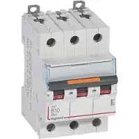 Legrand 409728 DX3 Leitungsschutzschalter B-Charakteristik, 10A, 3-polig, 25kA, 400VAC, 3TE