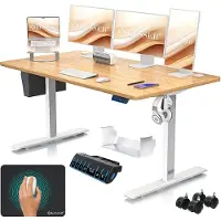 Kesser Höhenverstellbarer Schreibtisch elektrisch, 3-Funktions-Memory, inkl. Rollen & USB-Anschluss