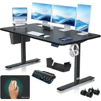 Kesser Höhenverstellbarer Schreibtisch elektrisch, 3-Funktions-Memory, inkl. Rollen & USB-Anschluss