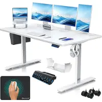 Kesser Höhenverstellbarer Schreibtisch elektrisch, 3-Funktions-Memory, inkl. Rollen & USB-Anschluss