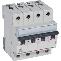 Legrand 403764 TX3 Leitungsschutzschalter D-Charakteristik, 1A, 4-polig, 6kA, 400VAC, 4TE