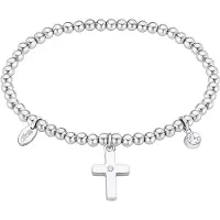 Lotus Armband "Urban Woman - Kreuz", edelstahlfarben, kristallweiß, kristallweiß, Armbänder, Damen, 17cm, Edelstahl, Armband, mit Glasstein