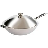 RM GASTRO KBS Wok-Pfanne Mit Griff Für Induktionsgeräte Deckel aus Edelstahl 360 mm