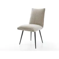 DELIFE Esszimmerstuhl Lelio-Flex Webstoff Soft Beige 4-Fuß konisch Schwarz Taschenfederkern