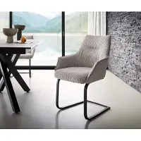 DELIFE Freischwinger Alja-Flex mit Armlehnen Cord Silbergrau Freischwinger flach Schwarz Taschenfederkern