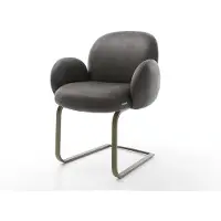 DELIFE Freischwinger Nube-Flex mit Armlehnen Mikrofaser Anthrazit Vintage Freischwinger flach Effektfinish Titan Taschenfederkern
