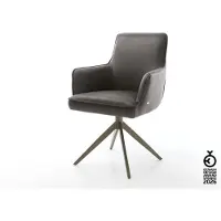 DELIFE Drehstuhl Heira-Flex mit Armlehnen Mikrofaser Anthrazit Vintage Kreuzgestell breit Effektfinish Titan 360° drehbar Taschenfederkern