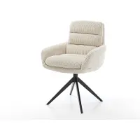 DELIFE Esszimmerstuhl Abelia-Flex mit Armlehnen Cord Beige Kreuzgestell breit Schwarz