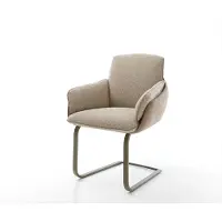 DELIFE Freischwinger Luan-Flex mit Armlehnen Materialmix Schlamm Freischwinger flach Effektfinish Titan