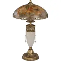 Casa Padrino Luxus Barock Tischleuchte Messing mit Patina / Bunt / Weiß H. 53 cm