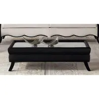 Casa Padrino Luxus Art Deco Couchtisch mit Glasplatte Schwarz - Italy