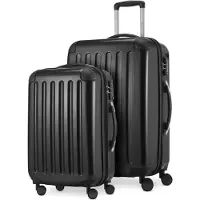 Hauptstadtkoffer Alex - 2er Set Handgepäck + Mittelgroßer Koffer, Kofferset Resekofffer Trolleys Hartschale Polycarbonat glänzend,Schwarz