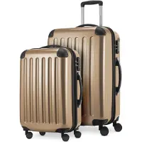 Hauptstadtkoffer Alex - 2er Set Handgepäck + Mittelgroßer Koffer, Kofferset Resekofffer Trolleys Hartschale Polycarbonat glänzend,Champagner
