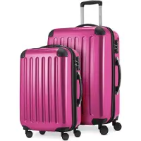 Hauptstadtkoffer Alex - 2er Set Handgepäck + Mittelgroßer Koffer, Kofferset Resekofffer Trolleys Hartschale Polycarbonat glänzend,Magenta