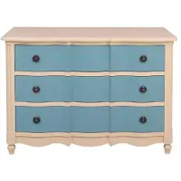 Casa Padrino Landhausstil Kommode mit 3 Schubladen Beige / Blau 130 cm - Landhausstil Möbel