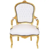Casa Padrino Barock Salon Stuhl Weiß / Gold - Möbel Antik Stil