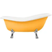 Casa Padrino Jugendstil Badewanne Gelb / Weiß / Silber 168 cm - Freistehende Retro Stil Badewanne