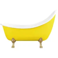 Casa Padrino Jugendstil Badewanne Gelb / Weiß / Gold 180 cm - Freistehende Retro Stil Badewanne