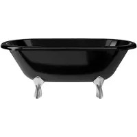 Casa Padrino Jugendstil Badewanne Schwarz / Silber 170 cm - Freistehende Retro Stil Badewanne
