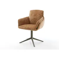 DELIFE Drehstuhl Luan-Flex mit Armlehnen Chenille Rost Fußkreuz Effektfinish Titan 360° drehbar Wippfunktion