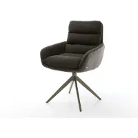 DELIFE Drehstuhl Abelia-Flex mit Armlehnen Materialmix Schwarz Kreuzgestell breit Effektfinish Titan 360° drehbar Wippfunktion