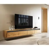 DELIFE Lowboard Stonegrace 240 cm Eiche Natur 4 Türen Schwebend