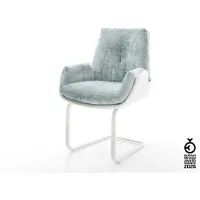 DELIFE Freischwinger Clea-Flex Materialmix Echtleder Weiß-Pastellblau Freischwinger flach Weiß