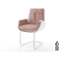 DELIFE Freischwinger Clea-Flex Materialmix Echtleder Weiß-Rosé Freischwinger flach Weiß