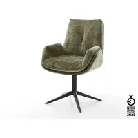 DELIFE Drehstuhl Clea-Flex Chenille Olive Fußkreuz Schwarz 360° drehbar Wippfunktion