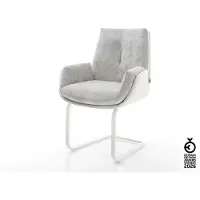 DELIFE Freischwinger Clea-Flex Materialmix Echtleder Weiß-Silbergrau Freischwinger flach Weiß