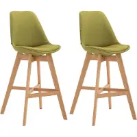 CLP 2er Set Barhocker Cannes Stoff-Bezug I Thekenhocker mit Eichenholz-Gestell, Farbe: grün, Gestellfarbe: natur
