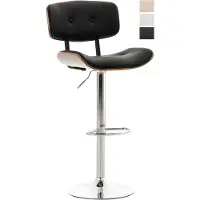 CLP Barhocker höhenverstellbar Sarnia Barstuhl mit Lehne und Bodenschoner mit Metallgestell, Modernes Design, Kunstledersitz drehbar, Farbe: walnuss/schwarz