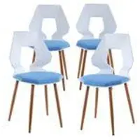 Trisens 2er 4er Set Design Stühle Esszimmerstühle Küchenstühle Wohnzimmerstuhl Bürostuhl Kunststoff , Menge:4 St.;Farbe:Weiß / Hellblau