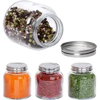 MamboCat 4-tlg. Gewürz-Gläserset Doria 325 ml bauchiges Vorratsglas mit Schraub-Deckel silber Gläser