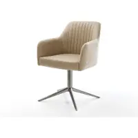 DELIFE Drehstuhl Greg-Flex Mikrofaser Beige Vintage Fußkreuz Graphit 360° drehbar Wippfunktion Taschenfederkern