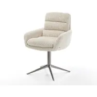 DELIFE Drehstuhl Abelia-Flex mit Armlehnen Cord Beige Fußkreuz Graphit 360° drehbar Wippfunktion