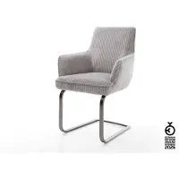 DELIFE Freischwinger Heira-Flex mit Armlehnen Cord Silbergrau Freischwinger flach Graphit Taschenfederkern