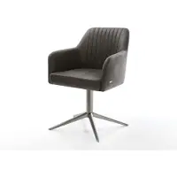 DELIFE Drehstuhl Greg-Flex Mikrofaser Anthrazit Vintage Fußkreuz Graphit 360° drehbar Wippfunktion Taschenfederkern