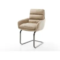DELIFE Freischwinger Abelia-Flex mit Armlehnen Mikrofaser Beige Vintage Freischwinger flach Graphit