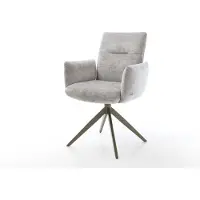 DELIFE Drehstuhl Jova-Flex mit Armlehnen Chenille Silbergrau Kreuzgestell breit Effektfinish Titan 360° drehbar Wippfunktion Taschenfederkern